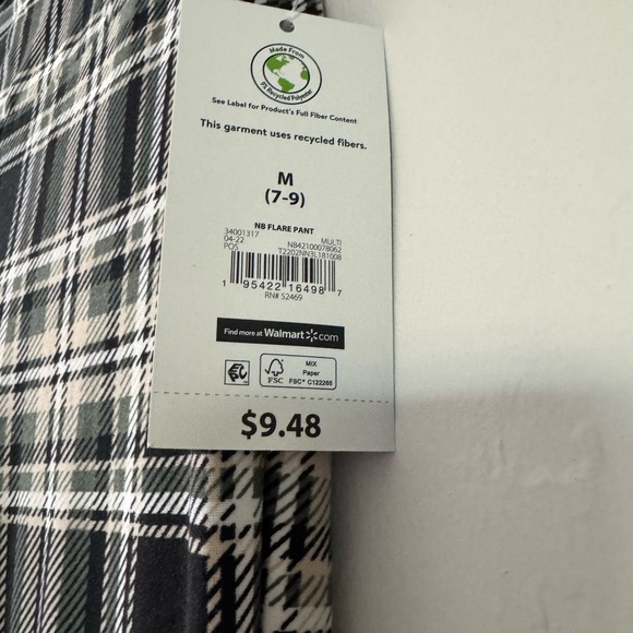Green, Black and White Plaid Flare Pants - Picture 3 of 4